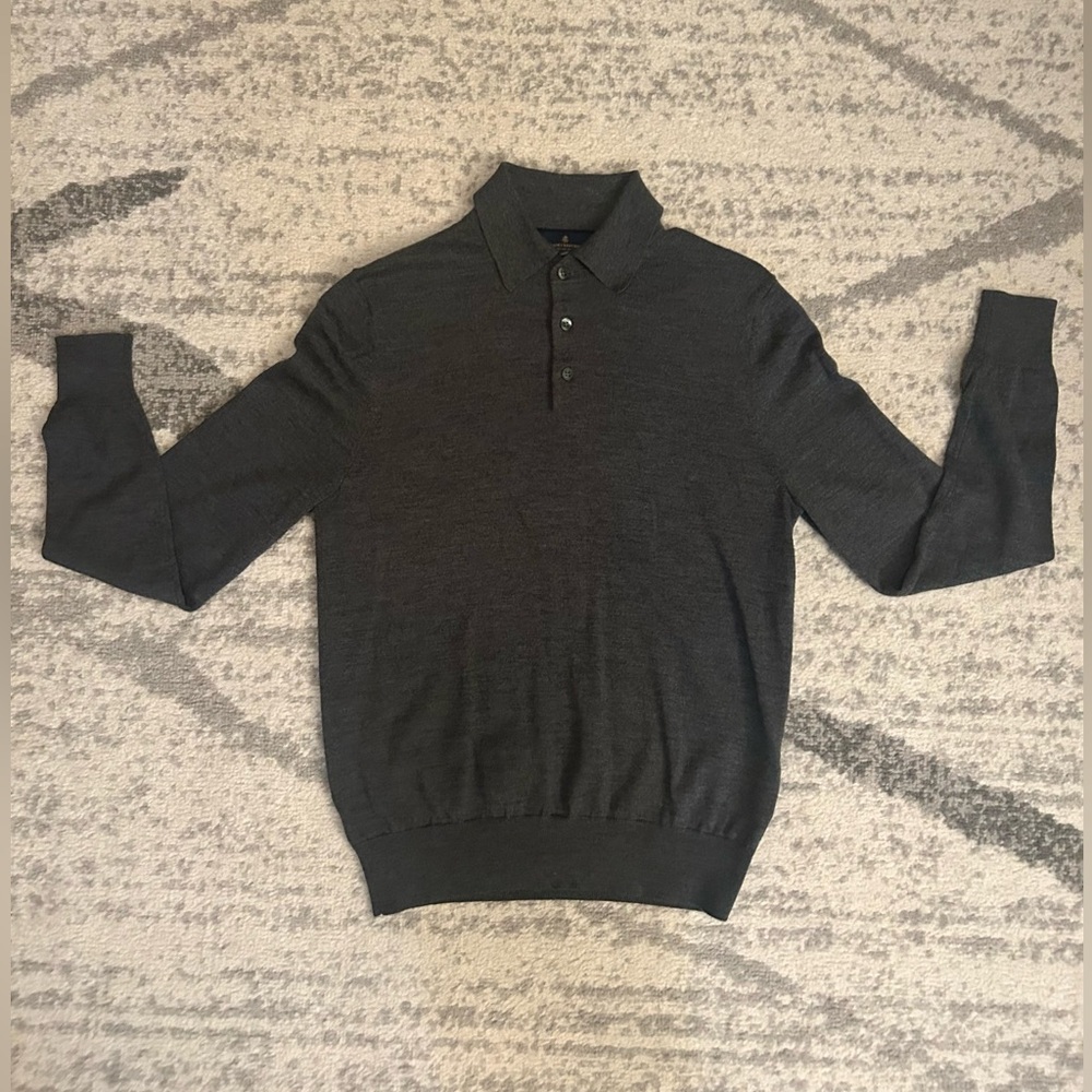 Brooks Brothers Merino Polo Sweater (Gray)